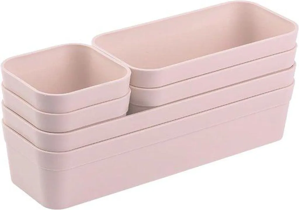 Organisateur de tiroir rouge et bac de rangement modulable pour bureau