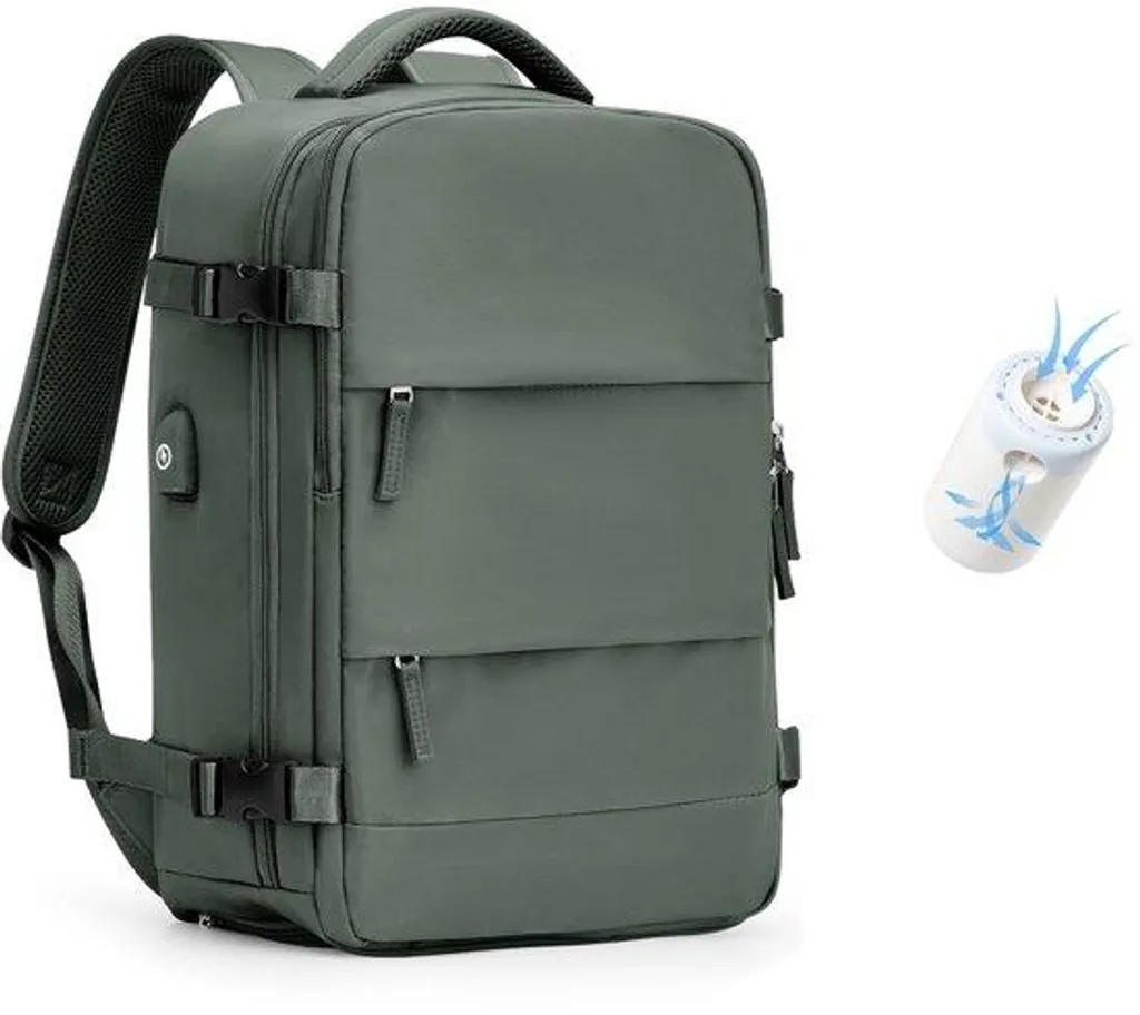 Sac à dos gain de place vert 40x30x20 cm pour vos voyages et séjours
