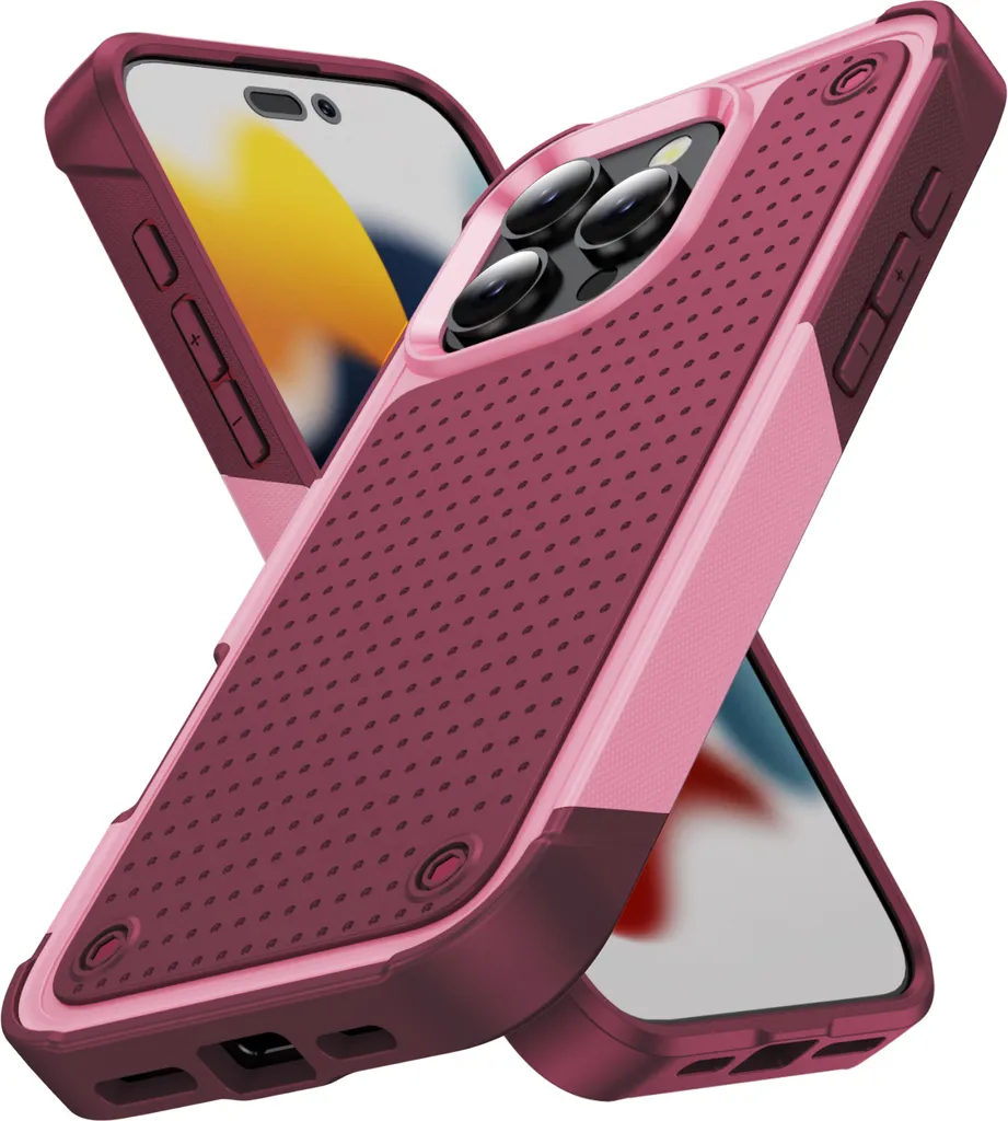 Cover iPhone 16 Pro Antiurto Rosa Rosso - Design Militare Elegante