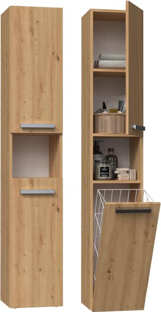 BDW, Mobile bagno con cesto portabiancheria, 2 ante, Immagine del prodotto 