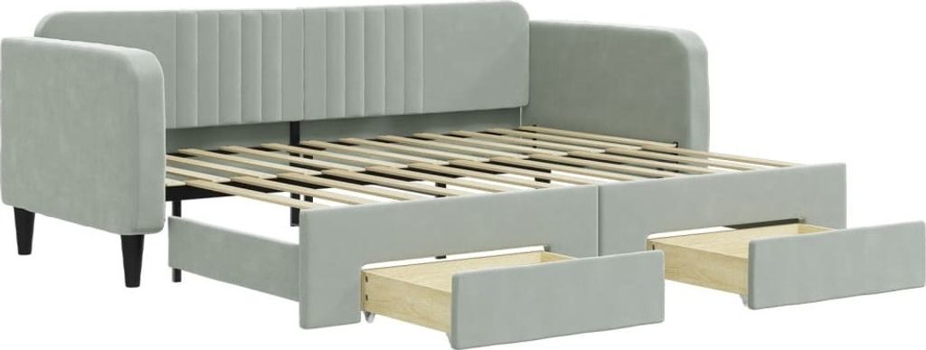 vidaXL Lit de jour extensible avec tiroirs gris clair Image du produit 