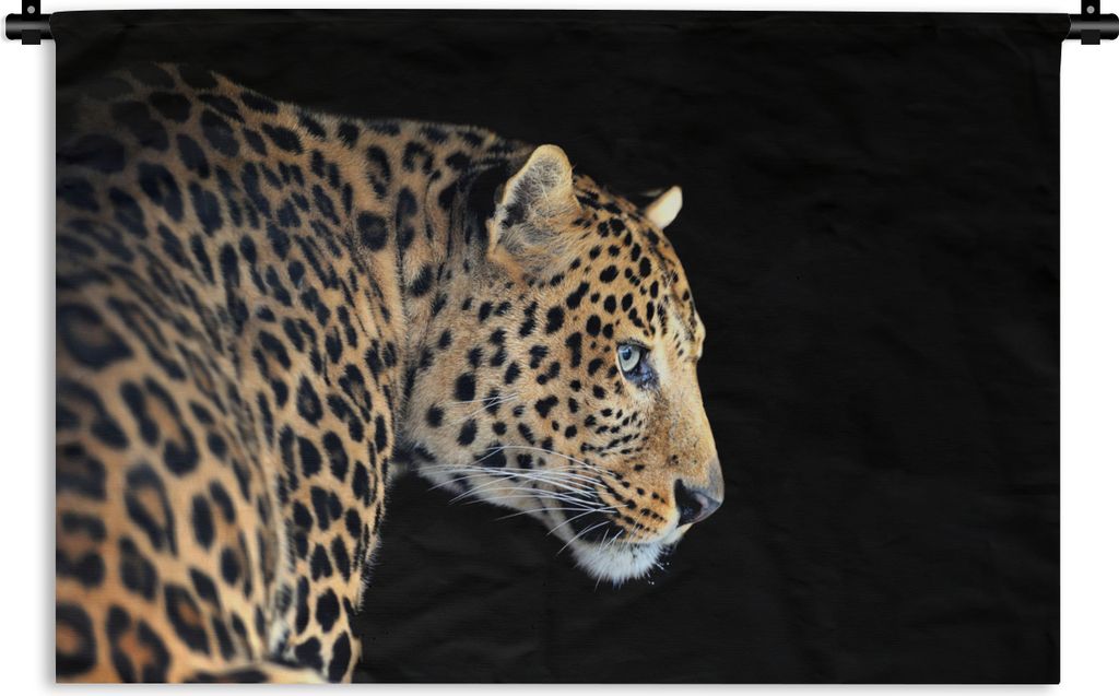 MuchoWow Wandteppich Wandbehang Leopard - Profil - Schwarz 60x40 cm Tapisserie Dekoration Wandtuch - Wanddekorationen