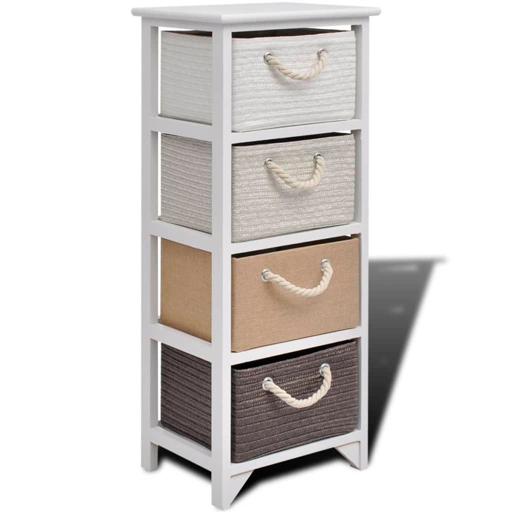 Beistellschrank mit 4 Körben Holz