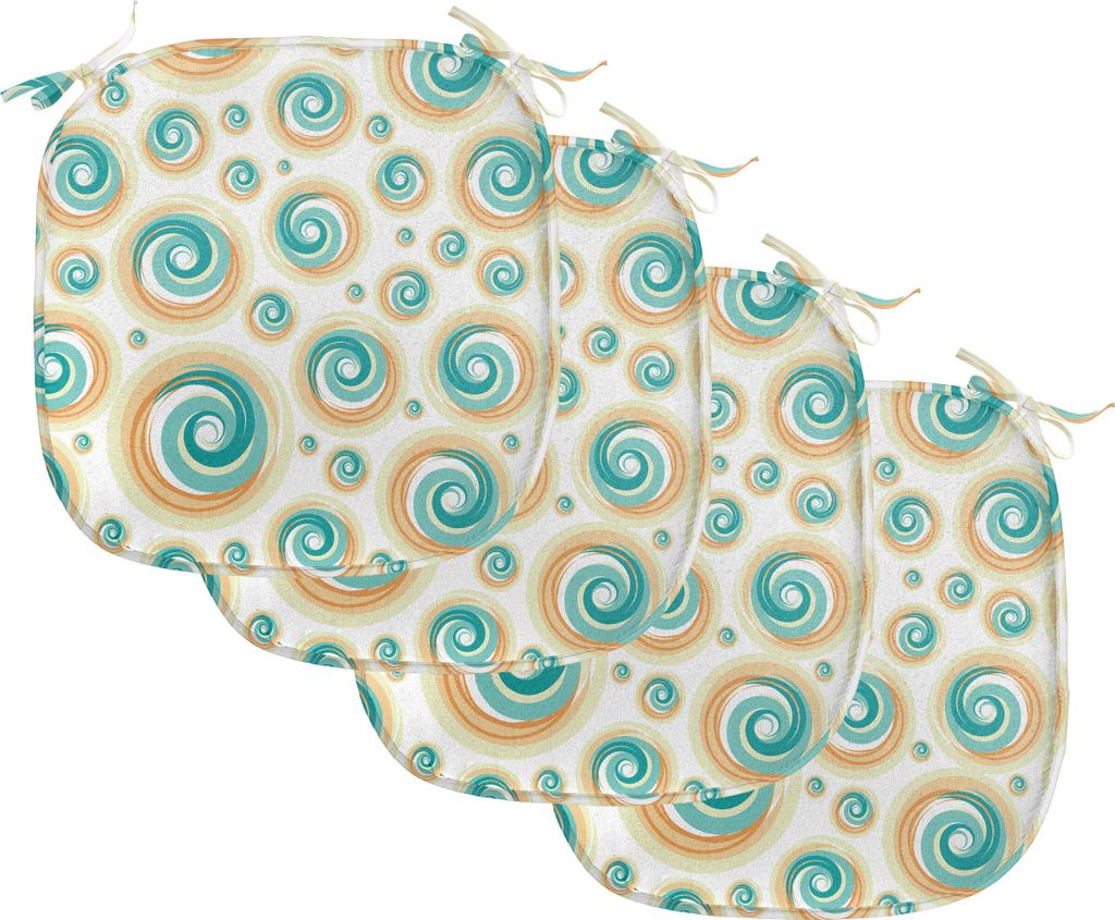 ABAKUHAUS Geometrischer Kreis Polster für Esszimmerstühle, Spiral Kreis Tile, Dekoratives wasserfestes Kissen mit Riemen für Küchensitze, 40 cm...