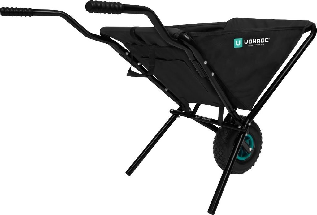 Produktbild von VONROC Faltbare Schubkarre 50 Liter – Leichter Gartenwagen Mit Vollgummireifen, Tragkraft 30 Kg, Platzsparend Zusammenklappbar