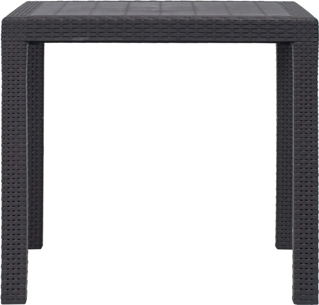 Petite table de repas pour jardin et terrasse 79 cm aspect rotin brun