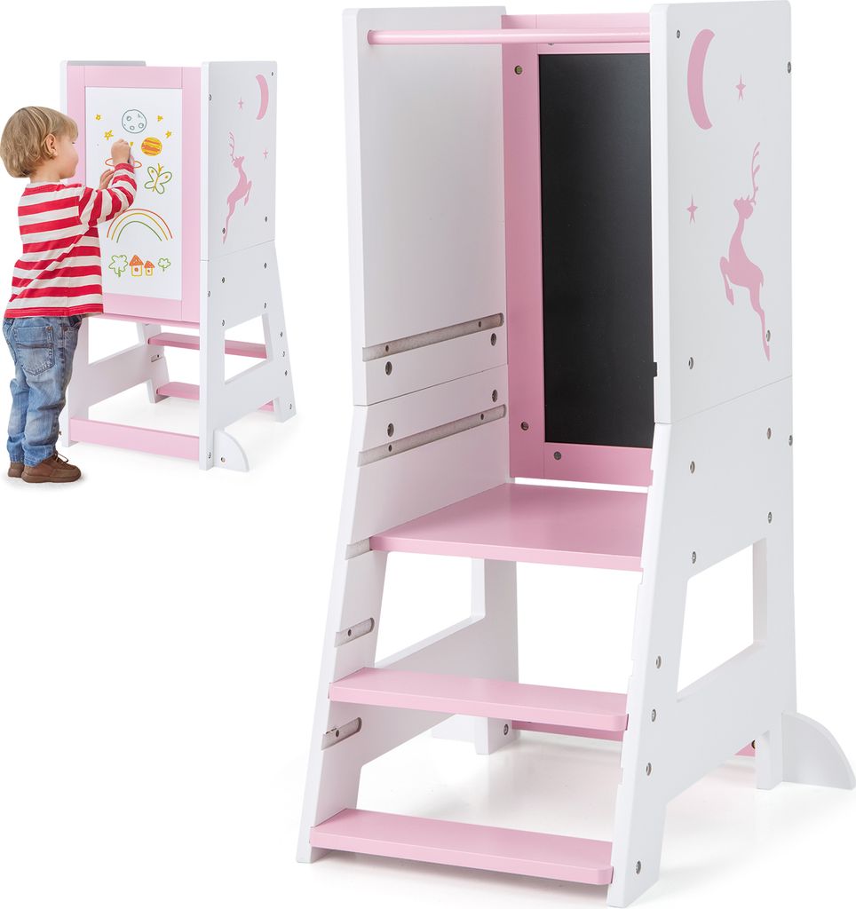 GOPLUS Lernturm Kinder, Mehrzweck-Tritthocker aus Holz mit Produktbild