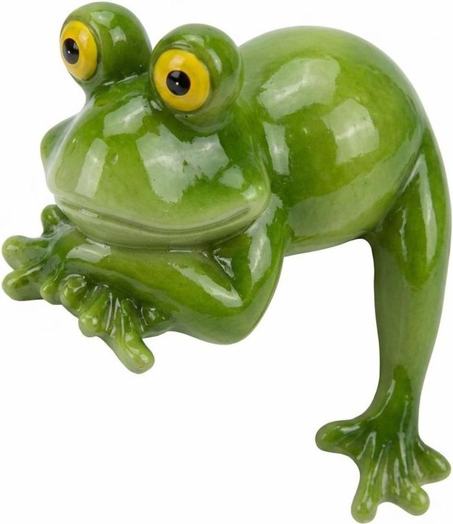 Kantenhocker Frosch liegend – Dekofigur aus Polyresin für Garten & Zuhause