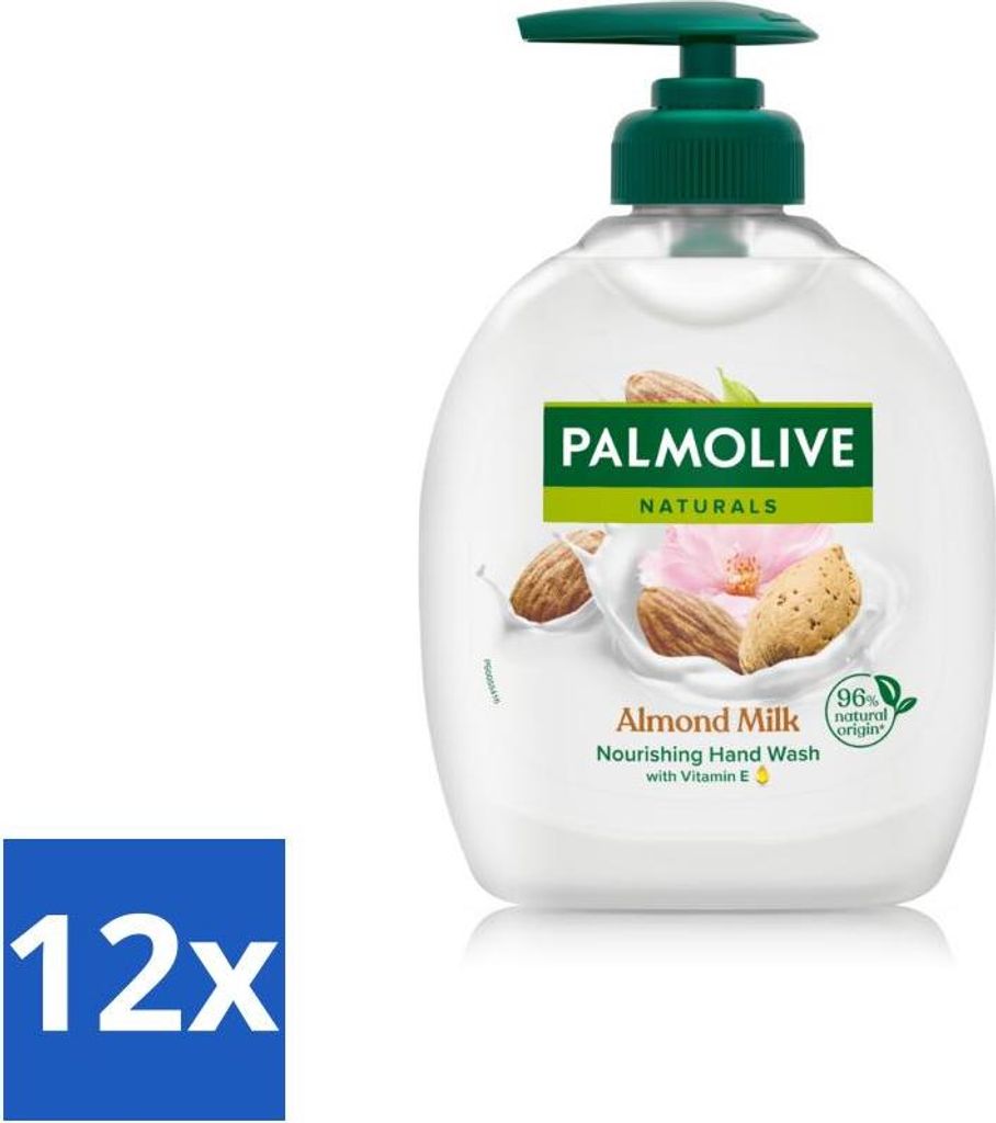 Palmolive Mandelmilch-Handseife mit Pumpe – Milde Reinigung – 300 ml - Vorteilspack - 12 Stücke