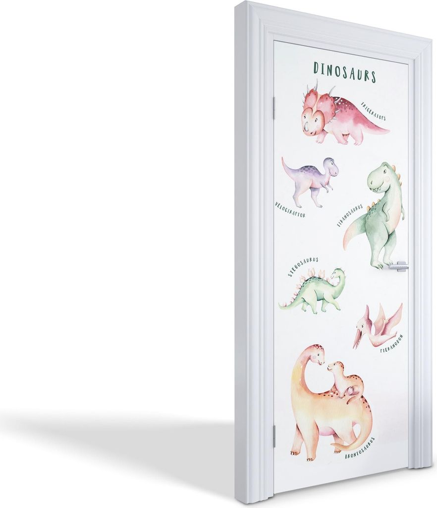 Innentür Folie Modern Selbstklebende Wandsticker Personalisiert - Entzückende Dinosaurier - 85 x 205 cm