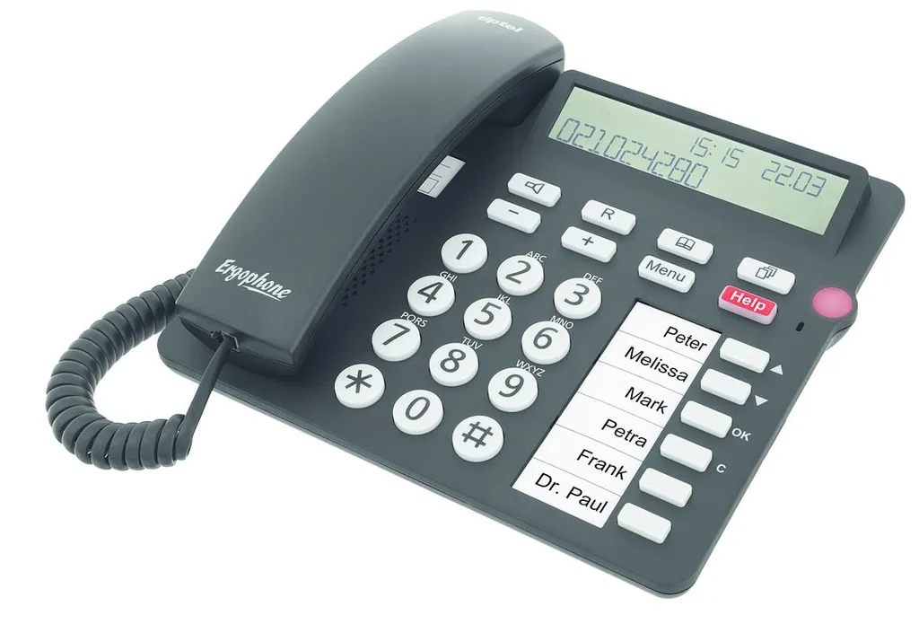 Tiptel 1081000 - Telefono analogico - Cornetta con filo - Vivavoce - Identificazione del chiamante - Nero