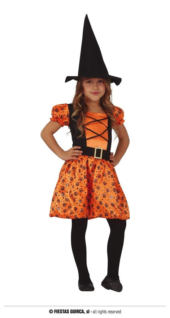 Hexe Kostüm Kinder 5-6 Jahre, FIESTAS GUIRCA, Kürbis, Produktbild 
