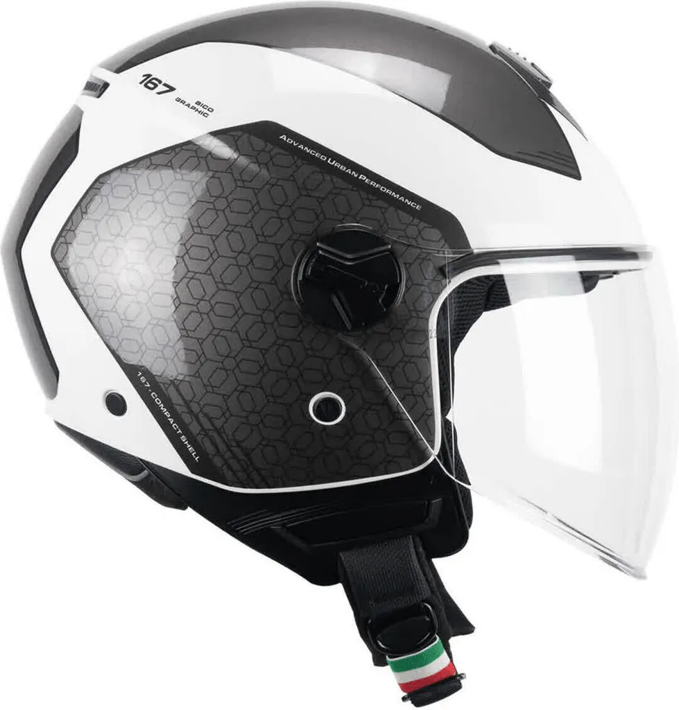 Casque Jet Anti-Vent CGM 167L FLO Bico Visière Longue Blanc Gris en XXS