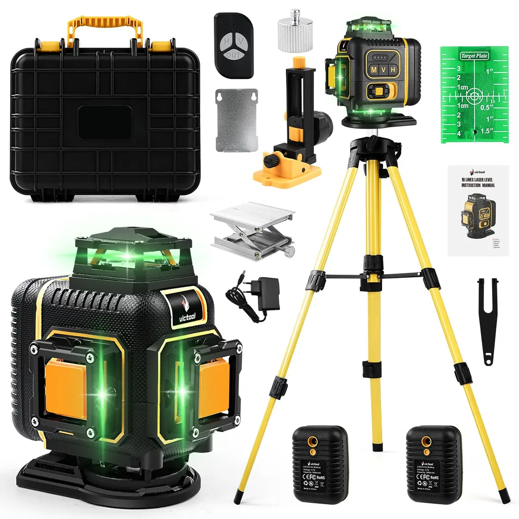 Niveau Laser 16 Lignes S8001 IP54 avec Contrôle App et Batterie 3600mAh