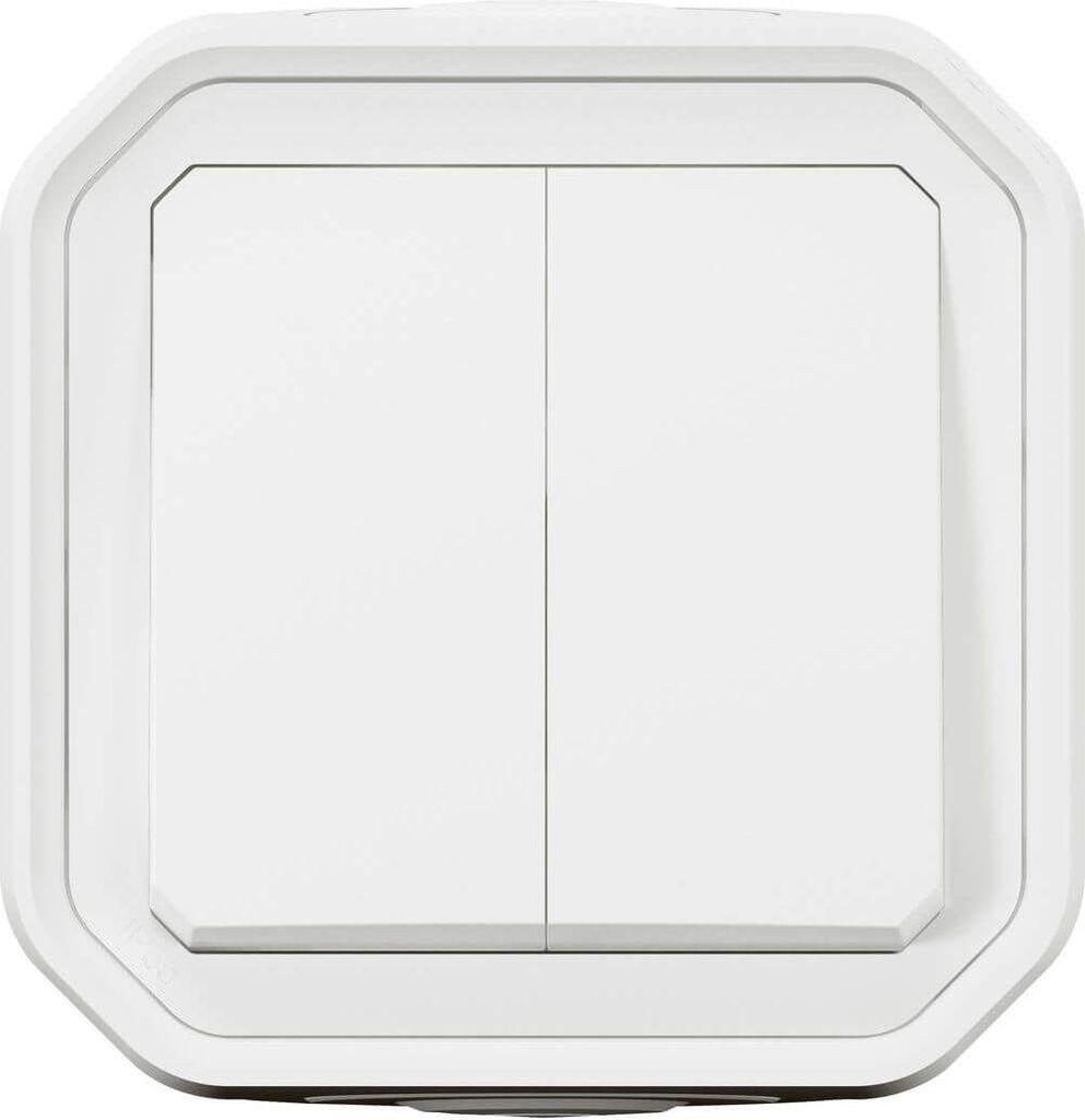 Legrand PLEXO New Feuchtraum-Aufputz-Doppelwechelschalter/Doppelwechseltaster/Wechseltaster + Taster mit Wechselkontakt, umrüstbares 3 in 1 Produk...