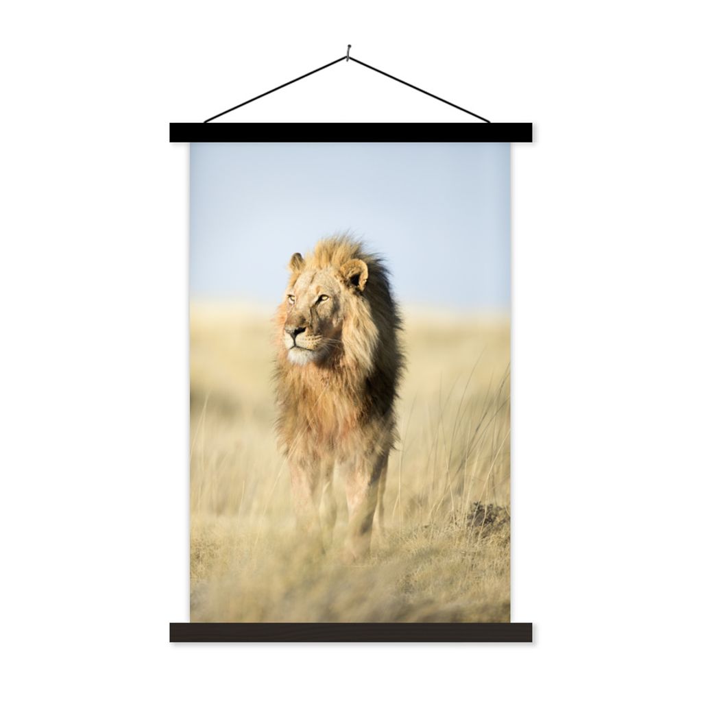 MuchoWow Textilposter Nahaufnahme laufender Löwe 40x60 cm mit schwarzem Rahmen - Wanddekorationen