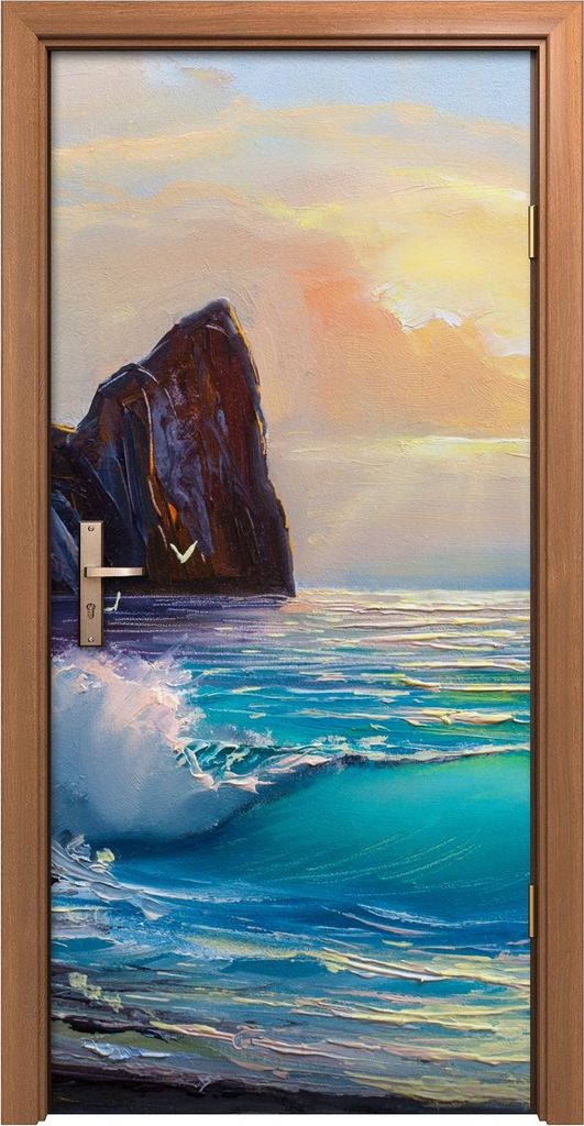 Türposter 90x200 cm Türaufkleber Türtapete Türfolie Klebefolie Wasser wellen Berg Abstrakte Gestein