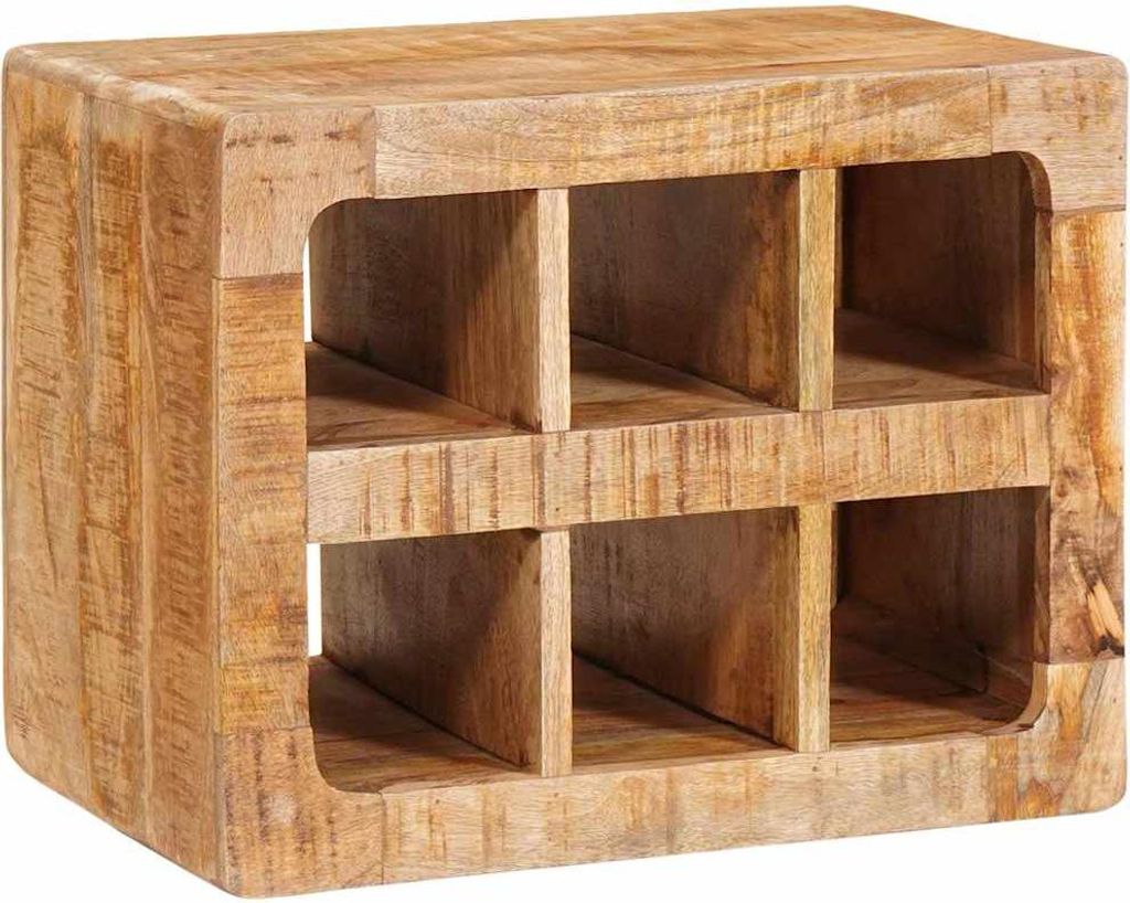 Weinregal mit Speicher Braun 44 x 30 x 35 cm Massives Mangoholz, Weinregale Design Möbel Neu
