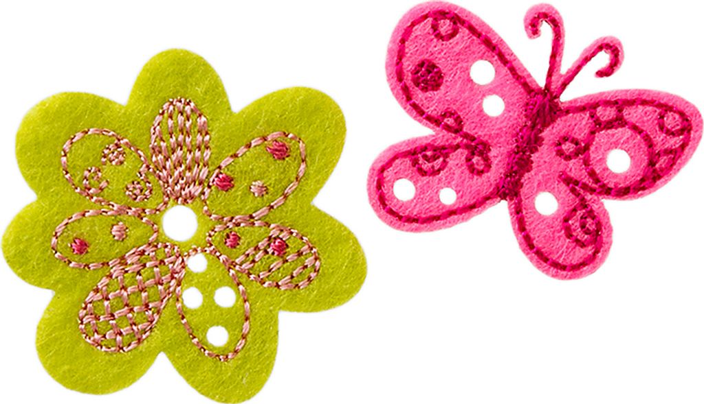 Mono Quick 04295 Blume + Schmetterling, pink/grün Bügelbild, Patch, ca. 2,4 bis 3,1 cm