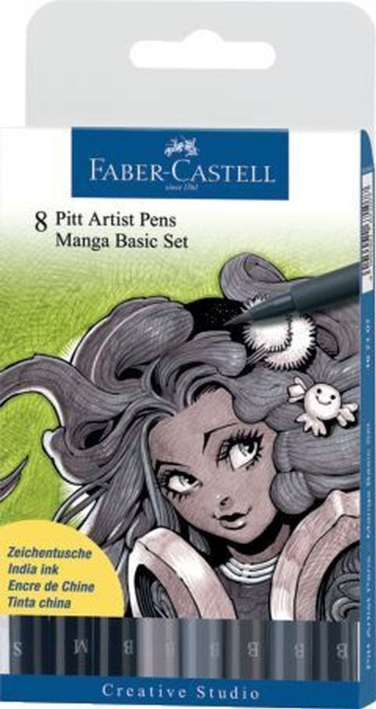 FABER-CASTELL Tuschestift PITT artist pen Manga Basic Set 8 Stifte