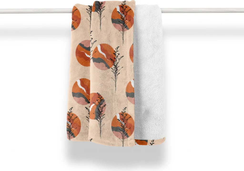 ABAKUHAUS Coperta Flanella 125x175 cm - Plaid Botanico Pesca Morbido
