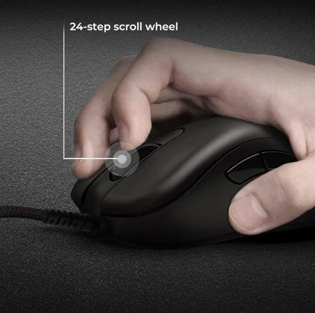Souris gaming EC2-C ergonomique noire mate avec câble en paracorde souple
