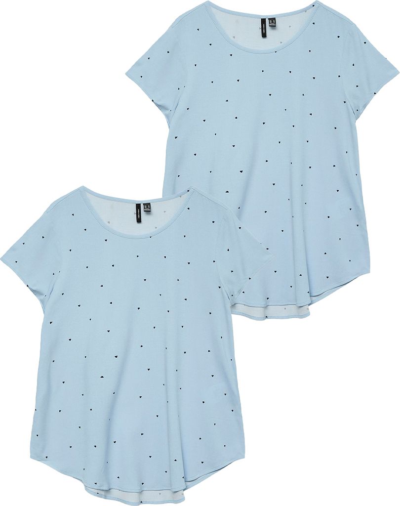 VERO MODA 2er-SET Shirt Bluse Rundhals mit kurzen Ärmeln Größe: M