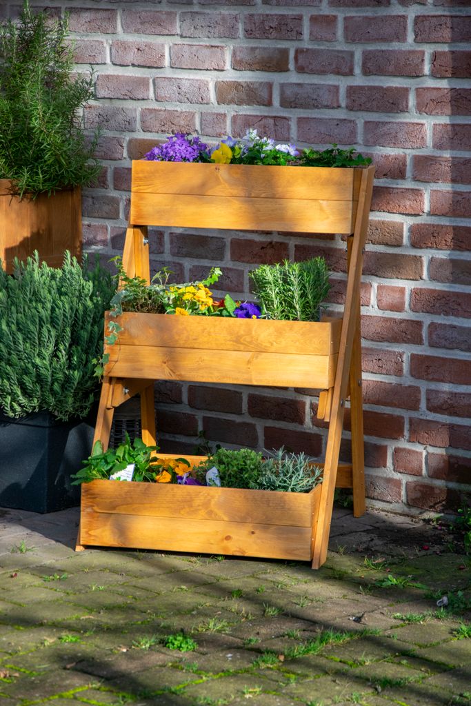 Dobar Dreistufige Pflanztreppe braun ca. 60x70x90 cm Produktbild 4