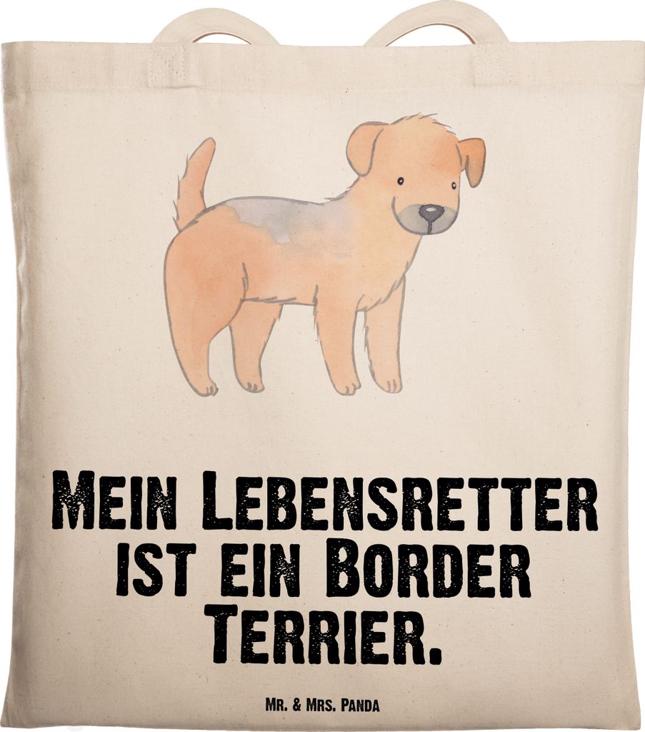 Mr. & Mrs. Panda Tote Bag Border Terrier Lebensretter - Transparent - Geschenk, Jutebeutel, Shopping Tasche, Beutel, Tragetasche, festival