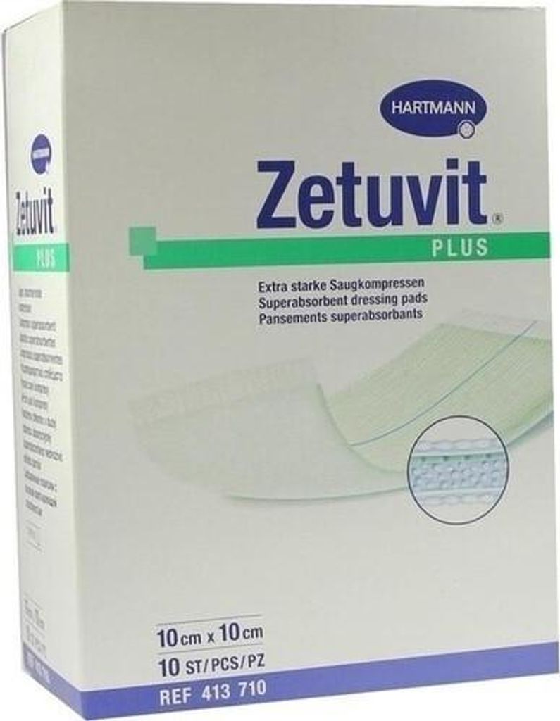ZETUVIT Plus extrastarke Saugkompr.steril 10x10 cm Produktbild 