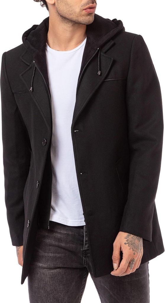 Red Bridge Herren Mantel Trenchcoat lange Jacke Schwarz XXL