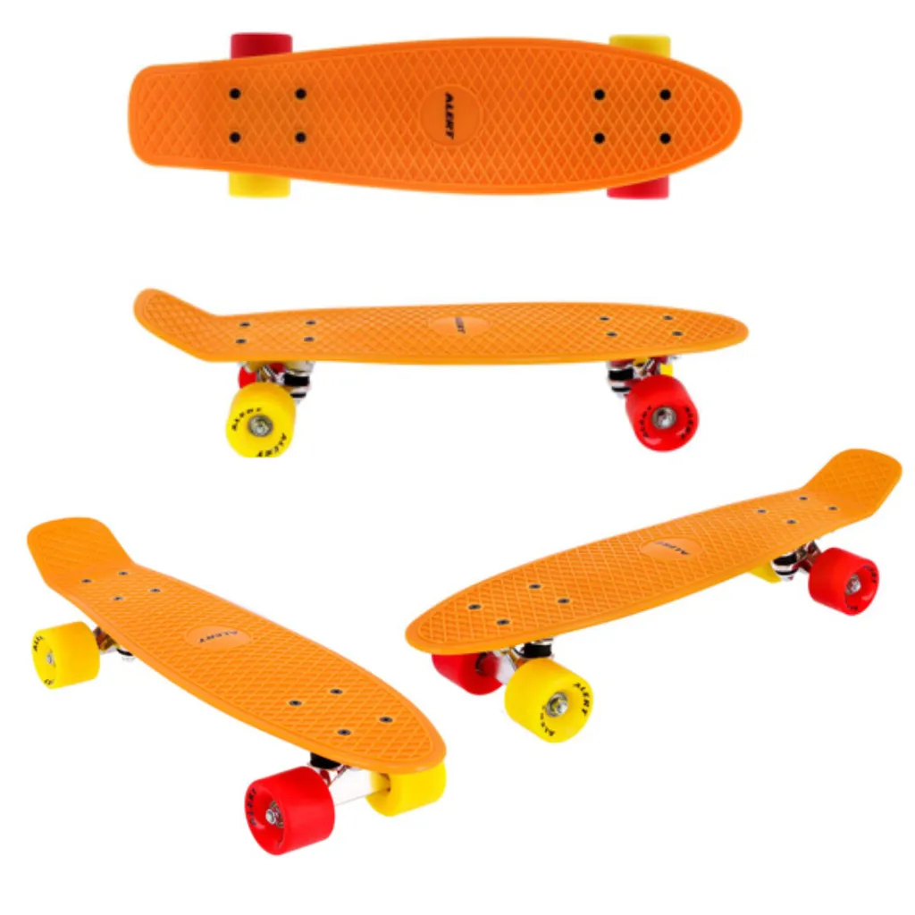 Mini Cruiser Skateboard 55 cm - Planche à Roulettes Alert Orange Fluo