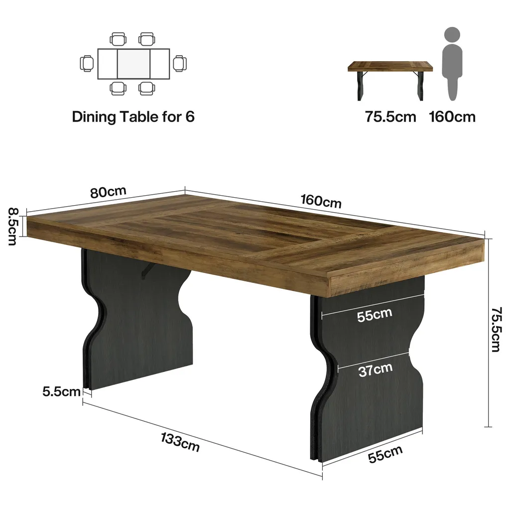 Table rectangulaire stable en MDF rustique meuble de séjour durable - 10