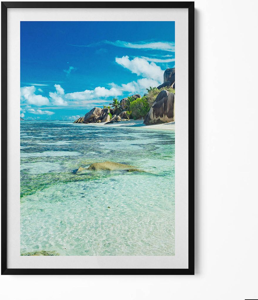 Freie Sicht auf das Meer– Wandbild mit Rahmen – Gerahmtes Bild – Wanddekoration – 70x100 cm – Schwarz Rahmen