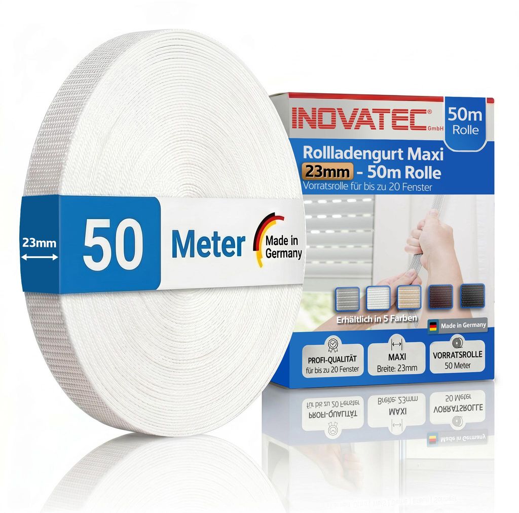 INOVATEC 50 m Rollladen Gurtband Maxi 23 mm weiß Produktbild 