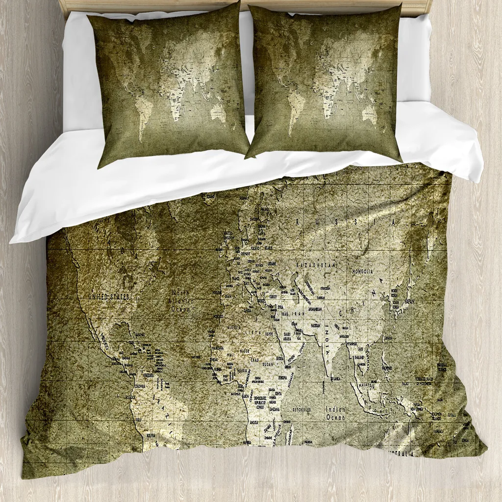 Set Copripiumino Anallergico ABAKUHAUS 155x220 Verde Militare Vintage