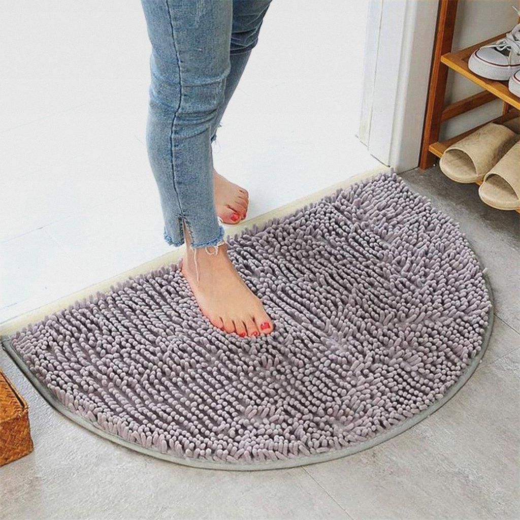 Rutschfeste, saugfähige Badematte, Heimteppich, Bodenmatte, weiche Chenille-Badematte, halbrund, Mikrofaser, Badezimmer-Duschvorleger, 40 x 60 cm ...