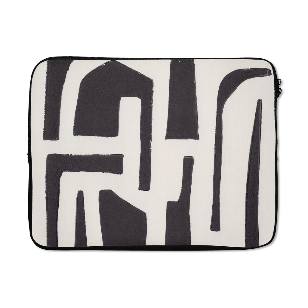 MuchoWow Laptop Hülle 17 Zoll Laptoptasche Formen - Abstrakt - Pastell - Schwarz - Zipper - Schutzabdeckung