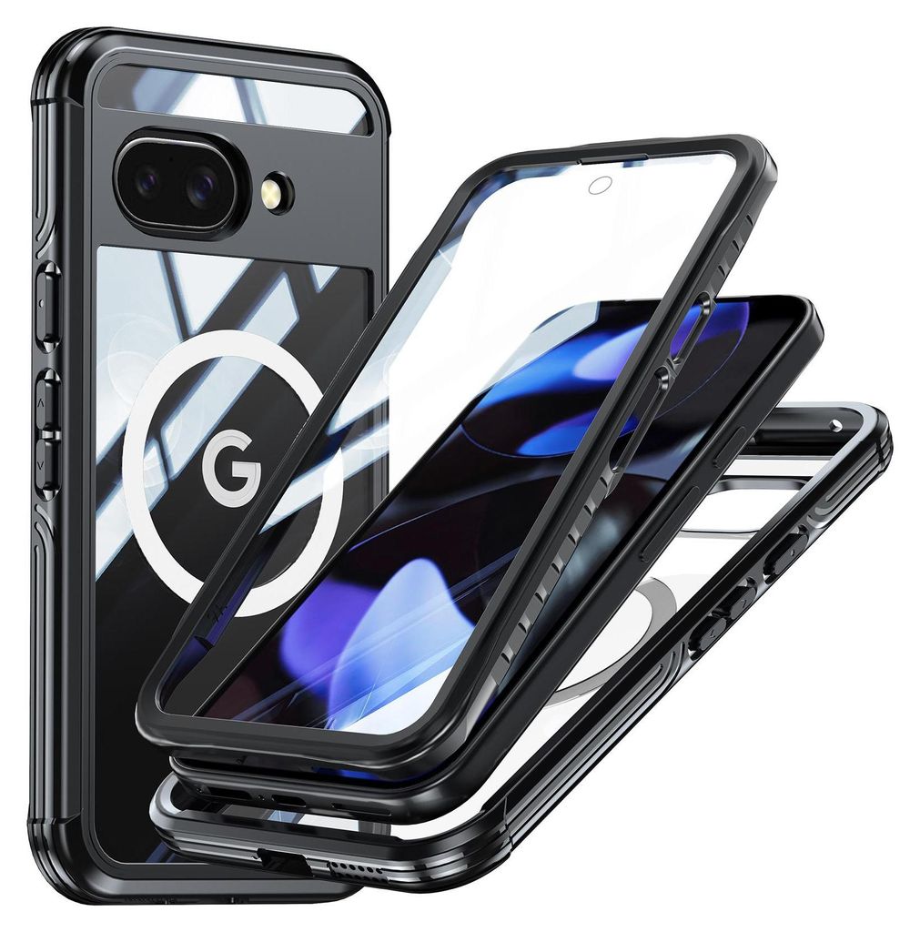 Handyhülle für Google Pixel 9A Kompatibel mit Magsafe, 360 Grad Ganzkörper Schutzhülle Transparent Rückseite mit integriertem Displayschutz Sc...