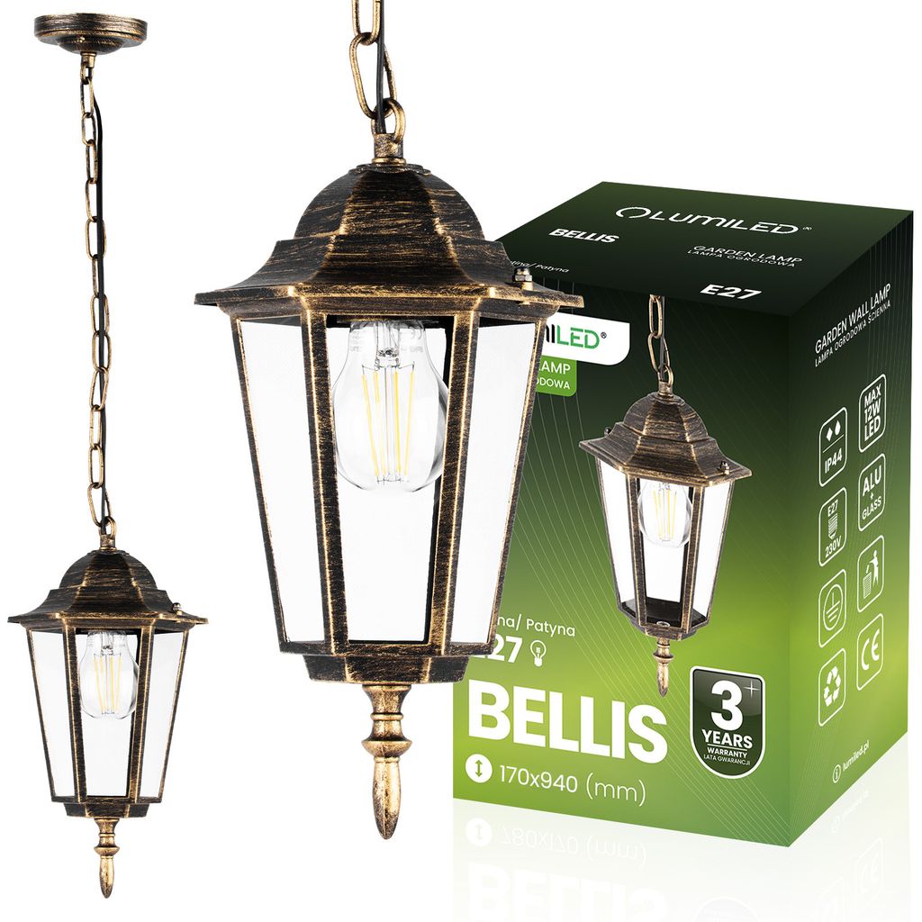 LUMILED Pendelleuchte Vintage Außen Hängelampe 230V Laterne Produktbild 