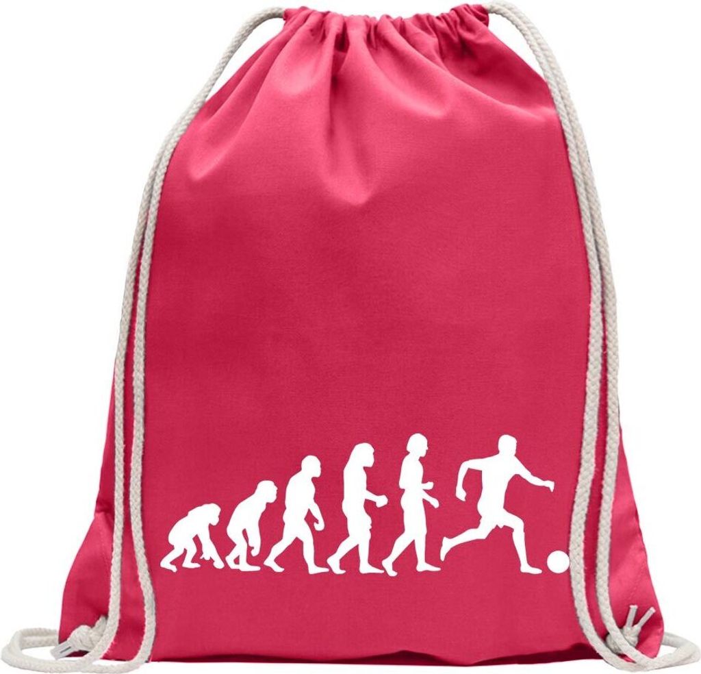 Kiwistar - Turnbeutel - pink - Evolution Fussball football Soccer - Fun Rucksack Sport Beutel Gymsack Baumwolle mit Ziehgurt