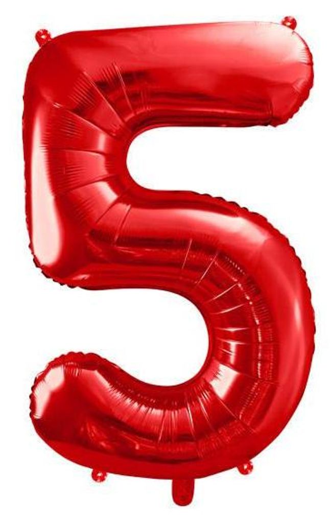 Folienballon Zahl „5“, 86cm, rot Produktbild 