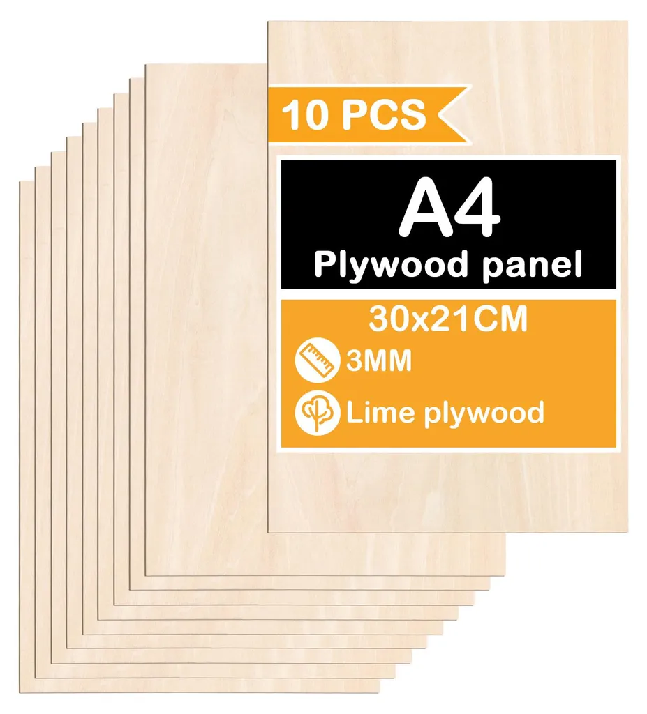 18 Fogli Compensato Di Tiglio 30x45cm 3mm Per Taglio Laser E Incisione - Legno Per Modelli Architettonici E Fai Da Te