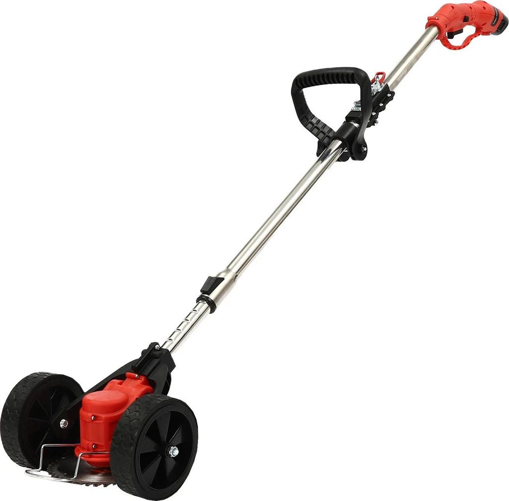Rasentrimmer 200 W - Mini-Rasenmäher - Kabellos - Höhenverstellbarer Griff - 8 Klingen - Ohne Akku - US-Stecker - Rot
