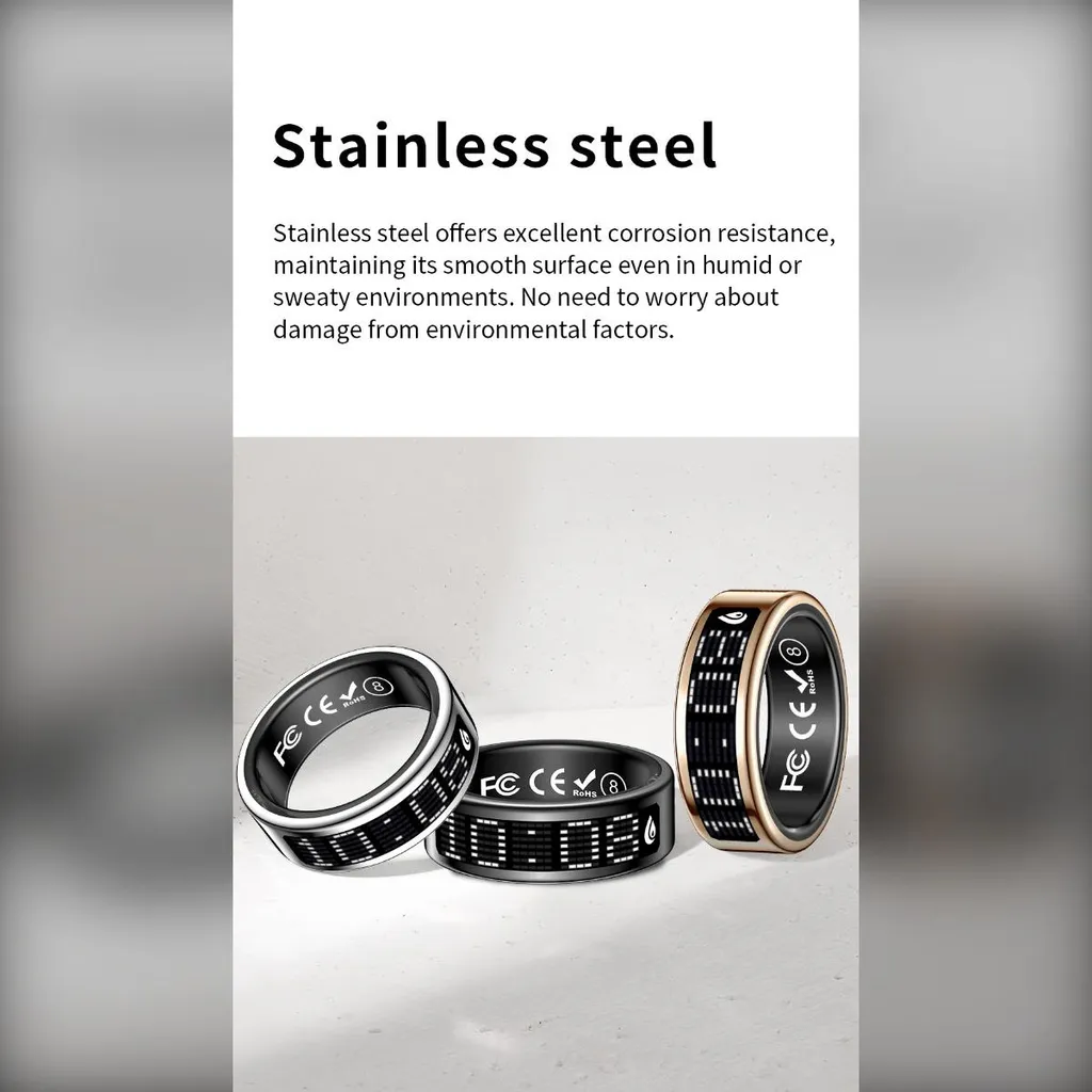 INF Smart Ring Argento 9: Anello Intelligente con Display e Ricarica - 12