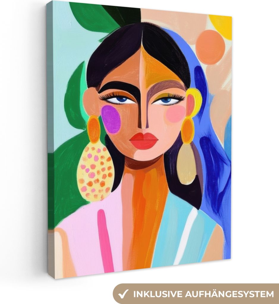Leinwand Bilder 60x80 cm - Eklektisch - Frau - Porträt, Bild Modern, Wanddeko, Gemälde