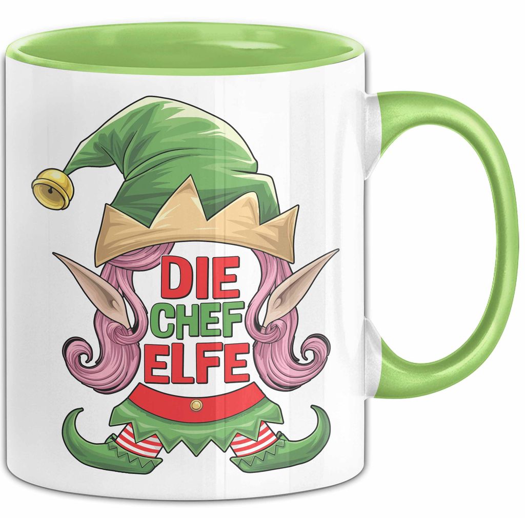 Chefin Tasse Geschenk Die Chef Elfe Geschenkidee Zu Weihnachten Für Chefin Kaffee-Becher (Grün)
