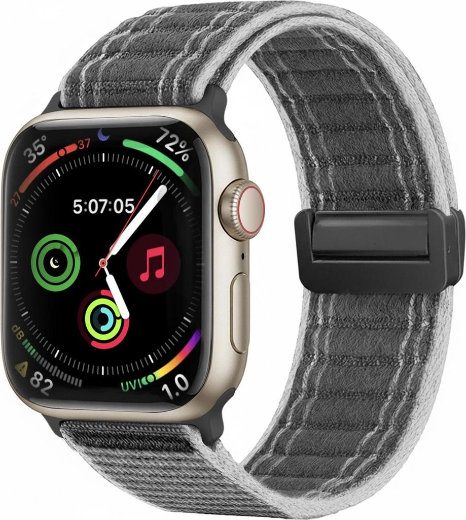 Smartwatch Armband für Apple Watch Series 1 38mm Nylon Textil Band Ersatzband Wechselband Magnetverschluss flexibel atmungsaktiv Grau