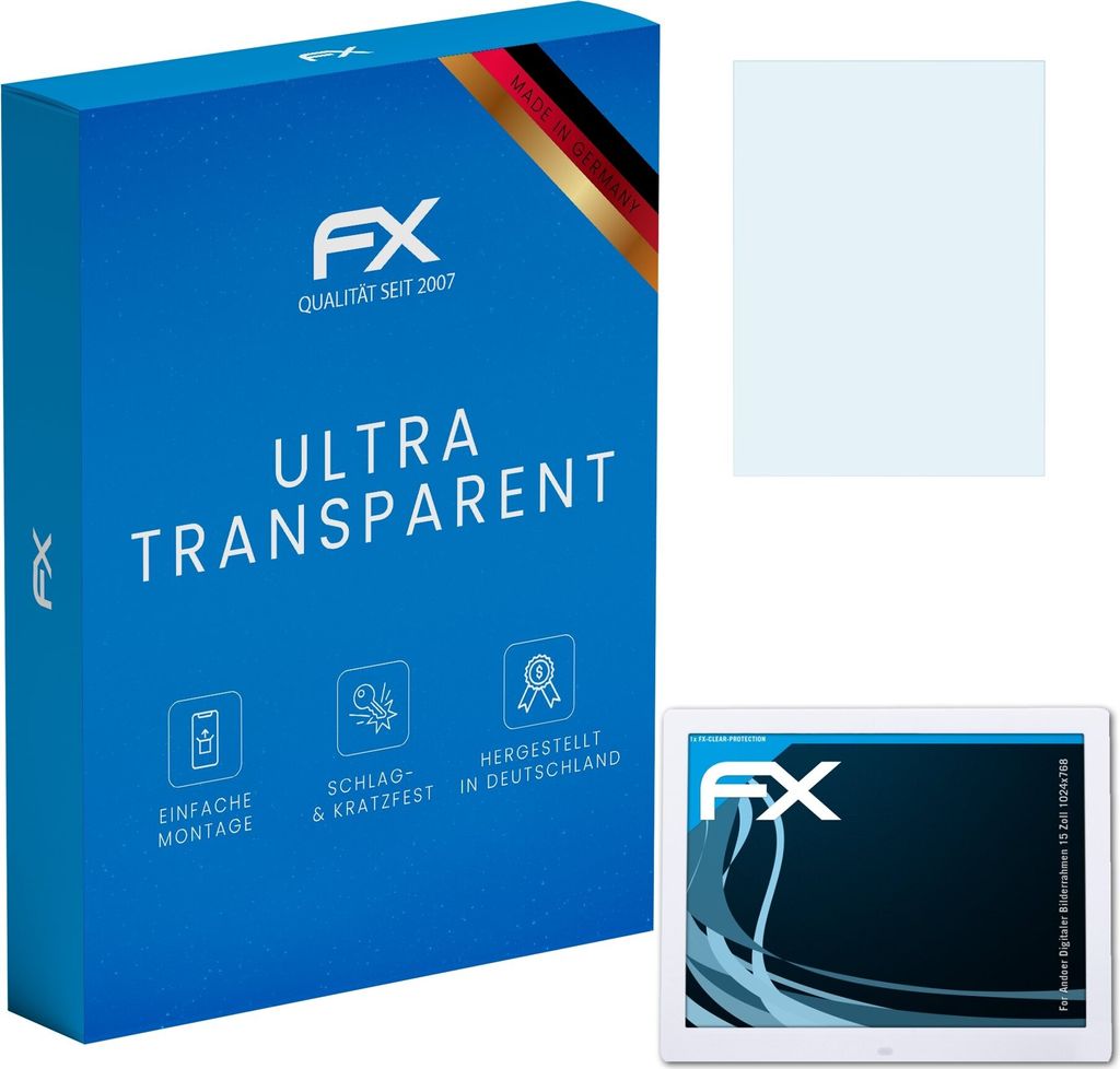 atFoliX FX-Clear Schutzfolie kompatibel mit Andoer Digitaler Bilderrahmen 15 Zoll (1024x768) Displayschutzfolie