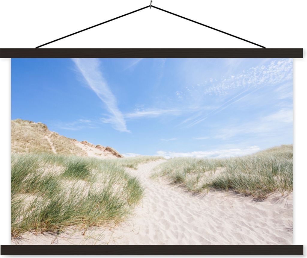 MuchoWow Textilposter Strand - Düne - Gras 60x40 cm mit schwarzem Rahmen - Hölzernes